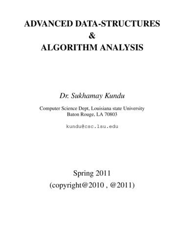 ADVA NCED DAT A -STR UCTURES ALGORITHM ANALYSIS 