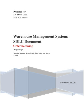 Warehouse Management System: SDLC Document - Ohio 