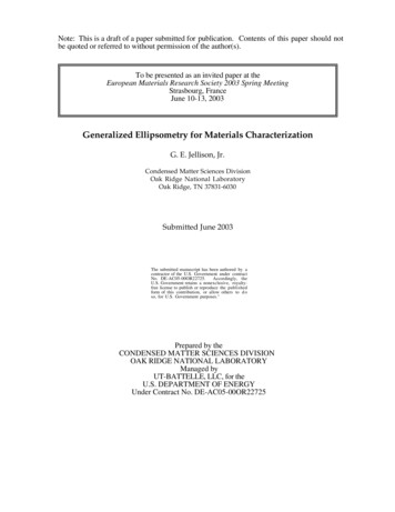 Generalized Ellipsometry For Materials Characterization