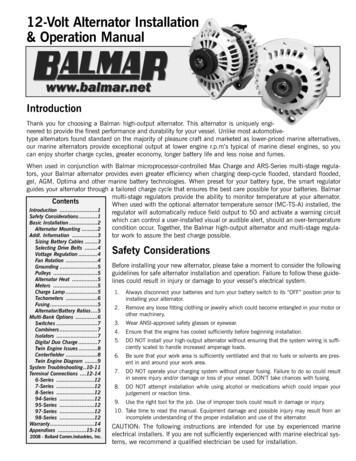 12-Volt Alternator Installation & Operation Manual - Balmar