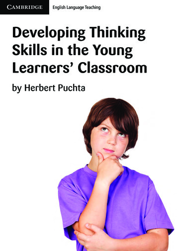 Developing Thinking Skills In The Young Learners’ Classroom