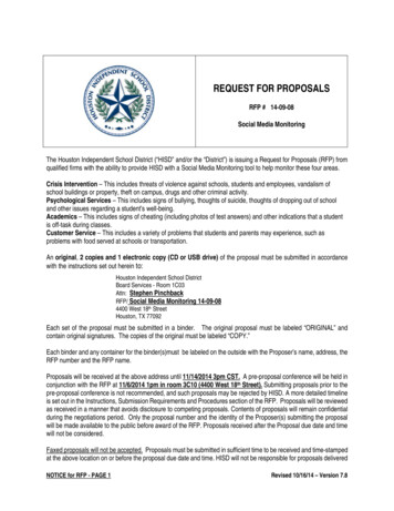 REQUEST FOR PROPOSALS - Houston Independent School District