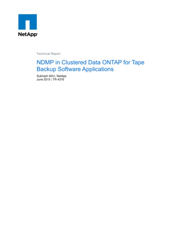 NDMP In Clustered Data ONTAP For Tape Backup Software Applications - NetApp
