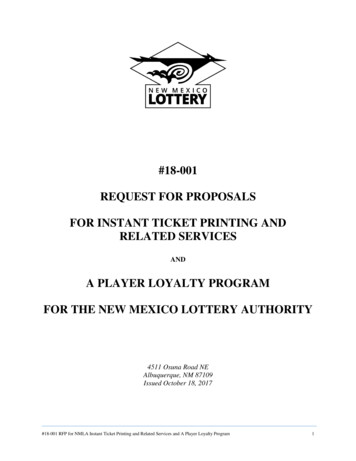 #18-001 REQUEST FOR PROPOSALS FOR INSTANT TICKET 