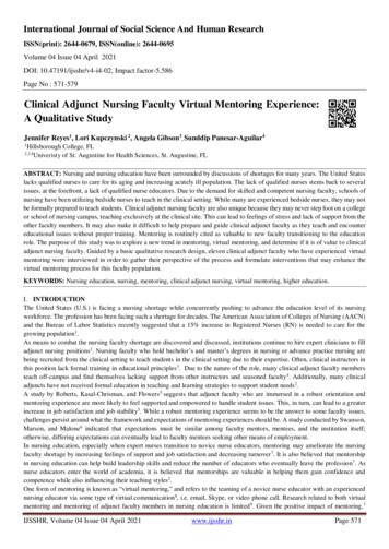 Clinical Adjunct Nursing Faculty Virtual Mentoring Experience . - IJSSHR