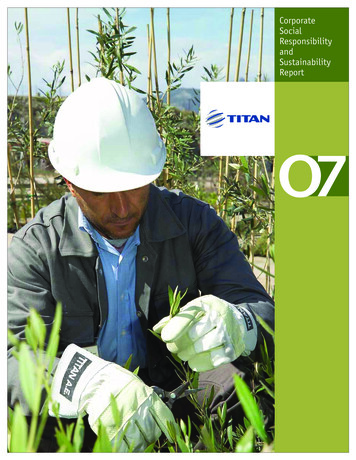 Corporate Social Responsibility And Sustainability - TITAN