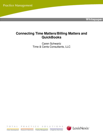Connecting Time Matters/Billing Matters And QuickBooks
