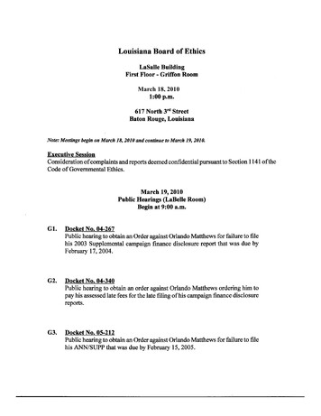 March 18, 2010 - Louisiana Ethics Administration Program