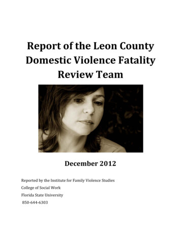 Report Of The Leon County Domestic Violence Fatality Review Team