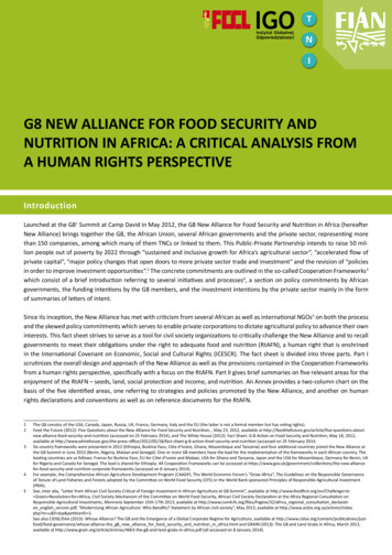G8 NEW ALLIANCE FOR FOOD SECURITY AND NUTRITION IN . - FIAN International