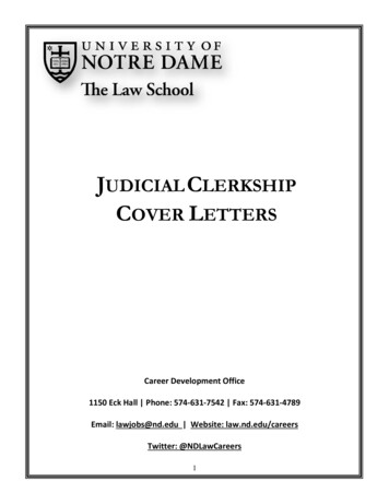 JUDICIAL CLERKSHIP COVER LETTERS - Notre Dame Law School