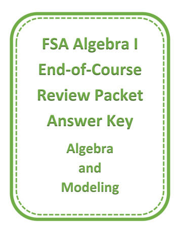 FSA Algebra I End-of-Course Review Packet Answer Key