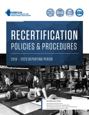 NSCA Recertification Policies & Procedures