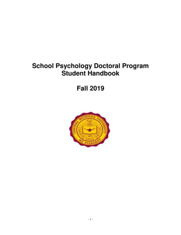 School Psychology Doctoral Program Student Handbook Fall 