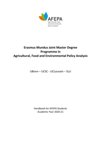 Erasmus Mundus Joint Master Degree Programme In Agricultural, Food And .