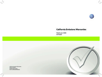 California Emissions Warranties - Volkswagen