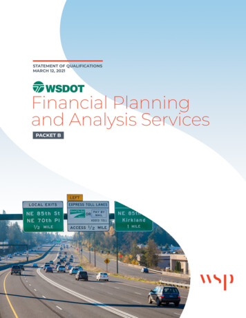 Financial Planning And Analysis Services - Wsdot.wa.gov