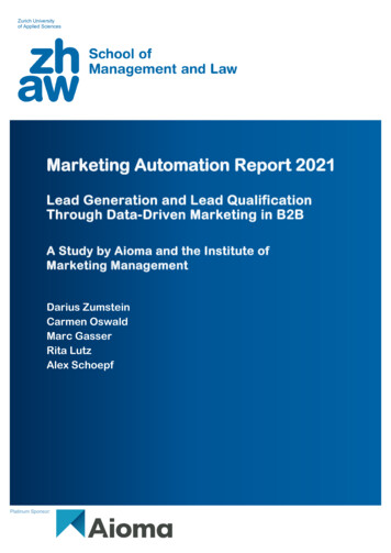 Marketing Automation Report 2021 - ZHAW Digitalcollection