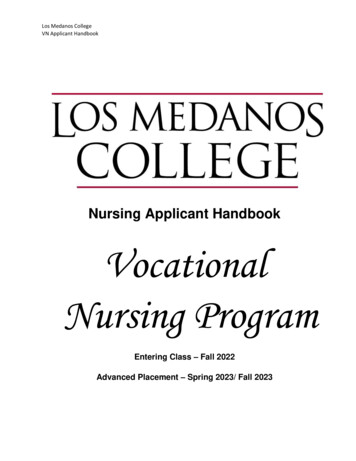 Nursing Applicant Handbook Vocational Nursing Program - Los Medanos College