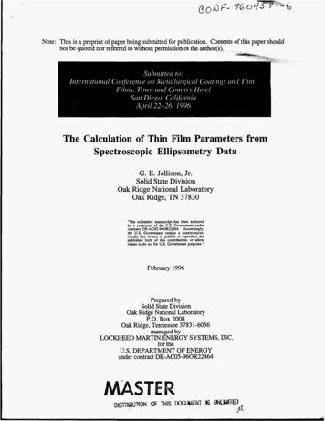 The Calculation Of Thin Spectroscopic Ellipsometry Data