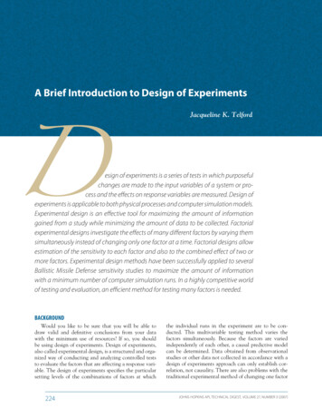 A Brief Introduction To Design Of Experiments