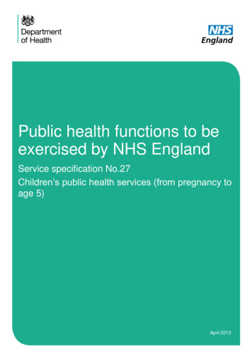 Public Health Functions To Be Exercised By NHS England - GOV.UK