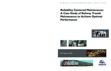 Reliability Centered Maintenance: A Case Study Of Railway .