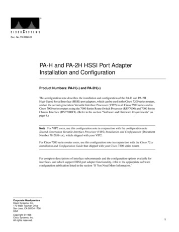 PA-H And PA-2H HSSI Port Adapter Installation And Conﬁguration