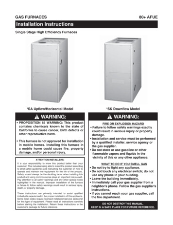 GAS FURNACES 80 AFUE Installation Instructions