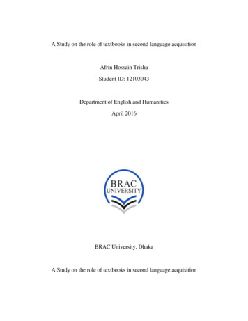 A Study On The Role Of Textbooks In Second Language .