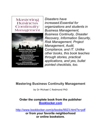 Mastering Business Continuity Management - BookLocker 