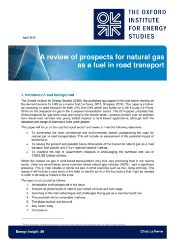 A Review Of Prospects For Natural Gas As A Fuel In Road Transport