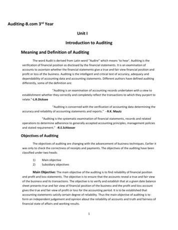 Auditing-B 3 Year Unit I Introduction To Auditing .