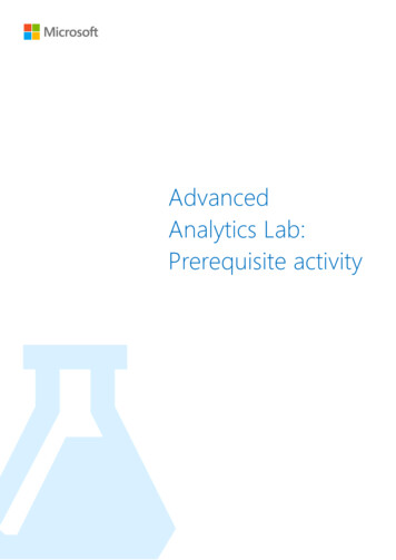 Advanced Analytics Lab: Prerequisite Activity