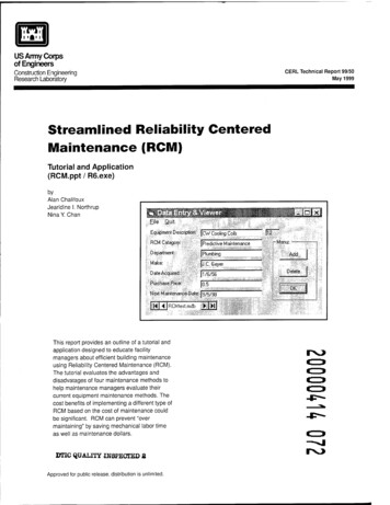 Streamlined Reliability Centered Maintenance (RCM)