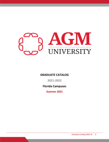 GRADUATE CATALOG 2021-2022 Florida Campuses - AGM University