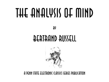 The Analysis Of Mind - Dominican House Of Studies