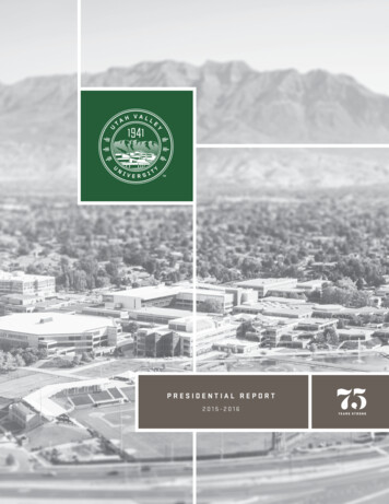 PRESIDENTIAL REPORT - Utah Valley University