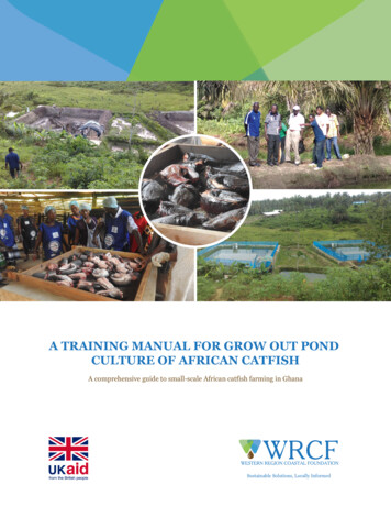 A TRAINING MANUAL FOR GROW OUT POND CULTURE OF 