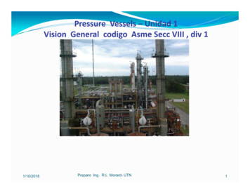 Pressure Vessels –Unidad 1 Vision General Codigo Asme Secc .