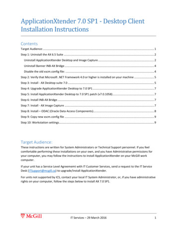 ApplicationXtender 7.0 SP1 - Esktop Lient Installation Instructions