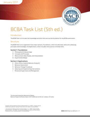 BCBA Task List (5th Ed.) - BACB