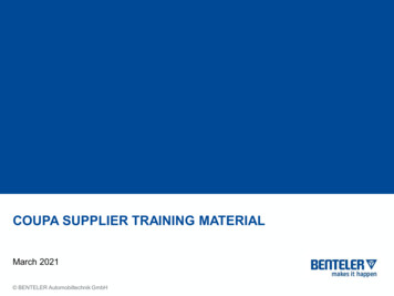 Coupa Supplier Training Material - Benteler