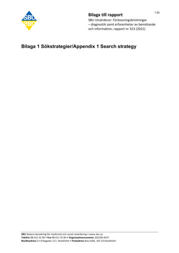 Bilaga 1 Sökstrategier/ Appendix 1 Search Strategies