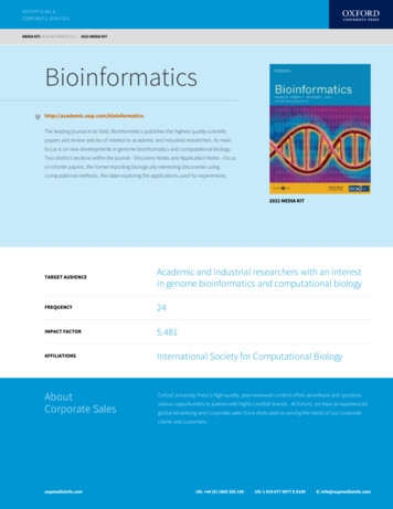 BIOINFORMATICS Bioinformatics - Oxford University Press