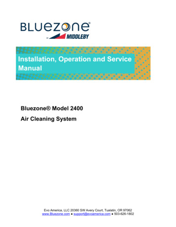 Installation, Operation And Service Manual - Bluezone By Middleby