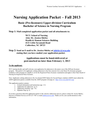Nursing Application Packet - Fall 2013 - Western Carolina University