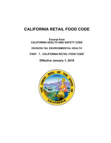 California Retail Food Code 2019