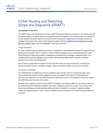 CCNA Routing And Switching Scope And Sequence (DRAFT)