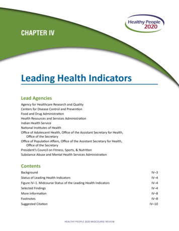Leading Health Indicators - Centers For Disease Control .